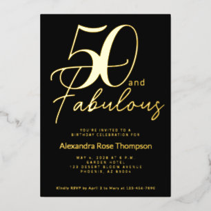 Invitation En Aluminium Cinquante ans et Fantastique Texte Anniversaire 50
