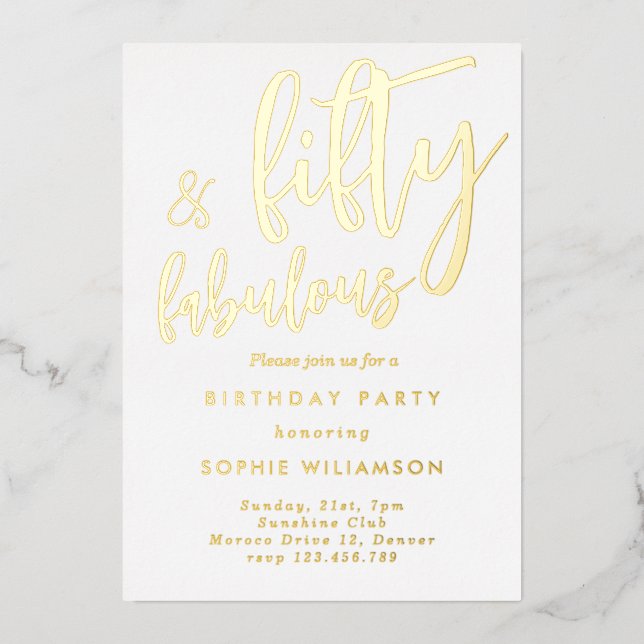 Invitation En Aluminium Cinquante et fabuleux anniversaire d'or déjoué (Recto)