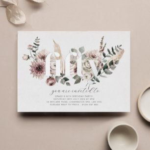 Invitation En Aluminium Cinquante Florales - 50e Anniversaire - Argent
