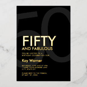 Invitation En Aluminium Cinquante Moderne et Fabuleux Anniversaire 50 ans