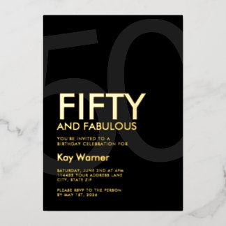 Invitation En Aluminium Cinquante Moderne et Fabuleux Anniversaire 50 ans