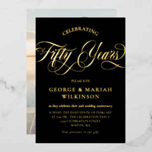 Invitation En Aluminium Cinquantième Anniversaire de Mariage Script Tourbi
