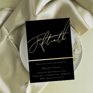 Invitation En Aluminium Cinquantième fête d'anniversaire de script doré 50