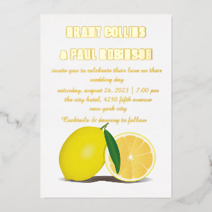 Invitation En Aluminium Citron frais, nature et or