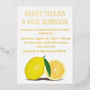 Invitation En Aluminium Citron frais, nature et or