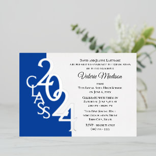 Invitation En Aluminium Classe 2024 Graduation Blue and Silver Foil