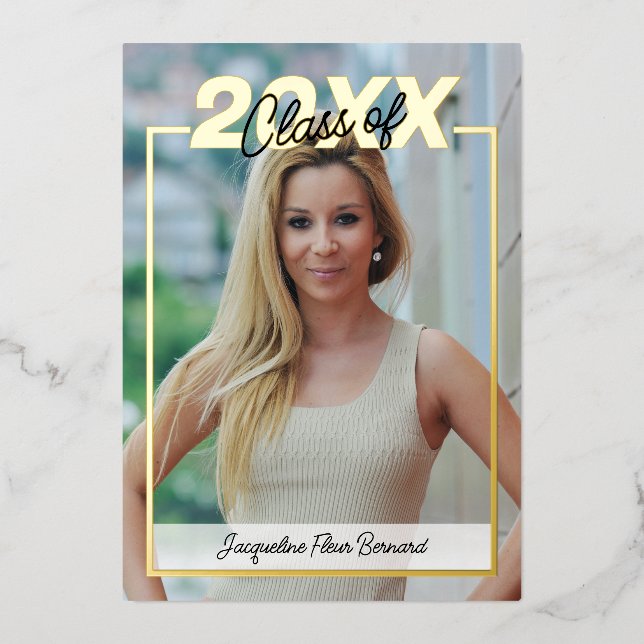 Invitation En Aluminium Classe de 2024 Graduation Elegant Black & Gold (Recto)