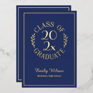 Invitation En Aluminium Classe De 2025 Graduation Party Blue and Gold