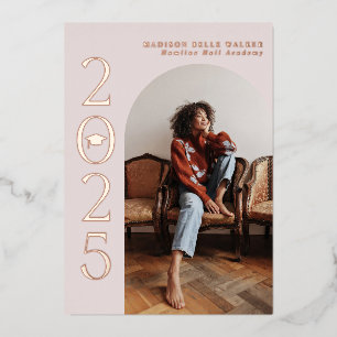 Invitation En Aluminium Classe de 2025 Pink Arch Frame Graduation