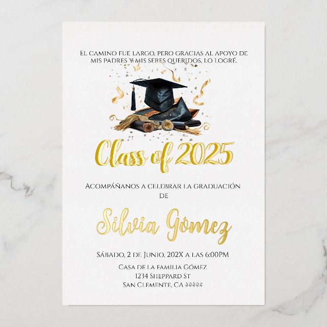 Invitation En Aluminium Classe de graduation 2025 (Recto)
