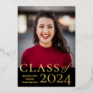 Invitation En Aluminium Classe élégante de 2023 Graduation Gold