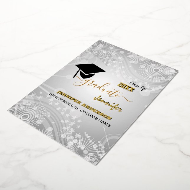 Invitation En Aluminium Classe élégante de 20XX, Photo, Topper Graduation (Rotation)