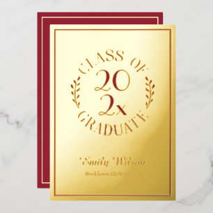 Invitation En Aluminium Classe Maroon et Or De 2025 Graduation Party