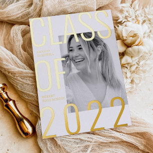 Invitation En Aluminium Classe moderne de 2022 Foil Pressed Graduation Par