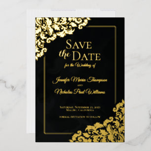 Invitation En Aluminium Classic élégant avec ornements floraux pour Mariag