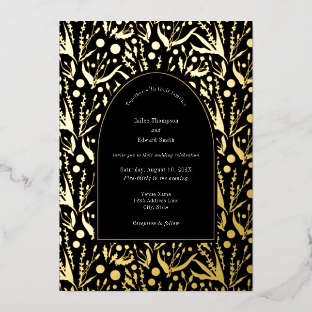 Invitation En Aluminium Classic Elegant Botanical Mariage (Recto)