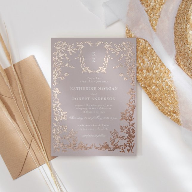 Invitation En Aluminium Classic Elegant Crest Monogram Mariage (Créateur téléchargé)