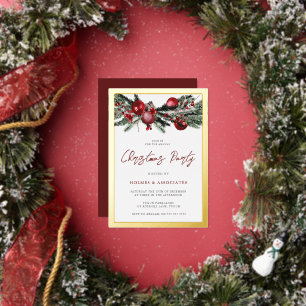 Invitation En Aluminium Classic Gold Bordure Entreprise Noël