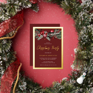 Invitation En Aluminium Classic Gold & Burgundy Corporate Christmas Party