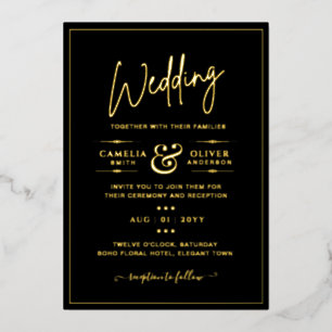 Invitation En Aluminium Classic GOLD FOIL Black Elegant Classic Mariage Fo