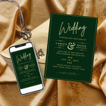 Classic GOLD FOIL Green Elegant Classic Mariage