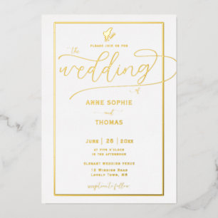 Invitation En Aluminium Classic Gold Spring Lily of Valley Floral Mariage