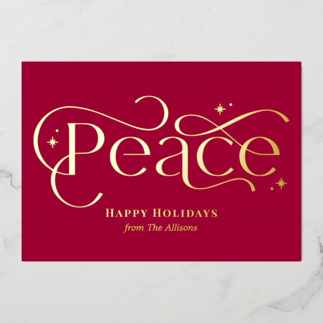 Invitation En Aluminium Classic Peace Foil Business Holiday Card (Recto)