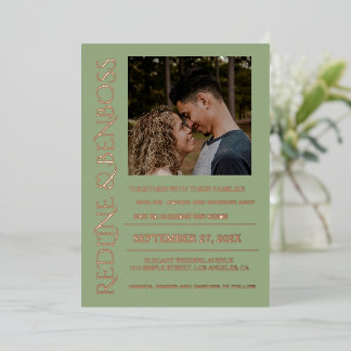 Invitation En Aluminium Classic Sage Green Foil Photo Wedding Foil 