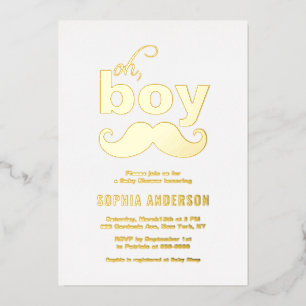 Invitation En Aluminium Classique C'est un garçon Moustache Baby Shower