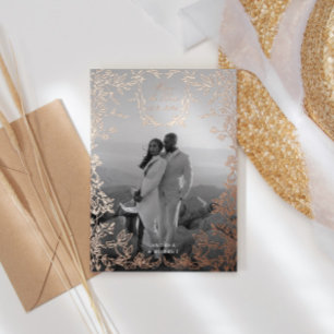 Invitation En Aluminium Classique Élégant Blason Faire Part Rose Gold
