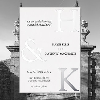 Invitation En Aluminium Classique Minimal Vieux Argent Esthétique Simple M