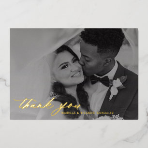 Invitation En Aluminium Classy Calligraphy Mariage Photo Merci Real