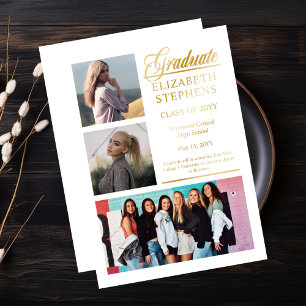 Invitation En Aluminium Classy Elegant Graduate Graduate Graduate 3 Photo