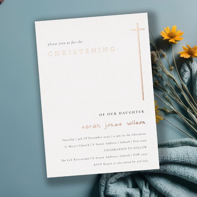 Invitation En Aluminium Classy Elegant Minimal Typographie Christening (Créateur téléchargé)