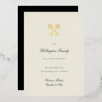 Clé dorée élégante Nouvelle adresse Déplacement An