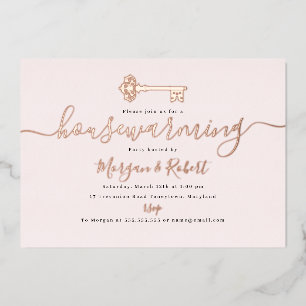 Invitation En Aluminium Clé rose pâle Partie de réchauffement ménager