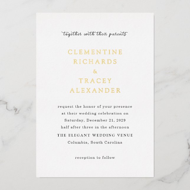 Invitation En Aluminium Clementine Elegant Mariage moderne (Recto)
