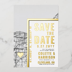 Invitation En Aluminium Cleveland Love Locator Enregistrement de mariage