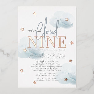 Invitation En Aluminium Cloud 9 Blue Clouds Boy Baby shower par courrier