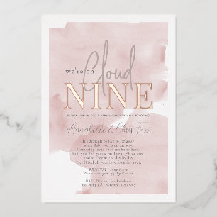 Invitation En Aluminium Cloud 9 Ciel rose Baby shower par courrier
