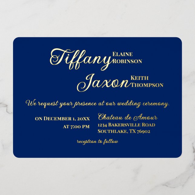 Invitation En Aluminium Co-Starring Royal Blue Mariage Real (Recto)
