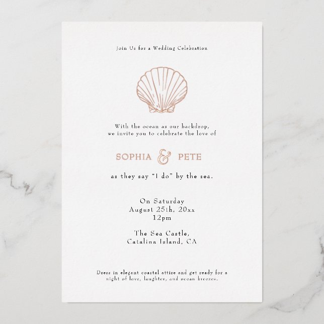 Invitation En Aluminium Coastal Chic Foil Mariage Inviter Noir Blanc (Recto)