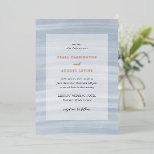 Invitation En Aluminium Coastal Chic Muted Blue Mariage élégant