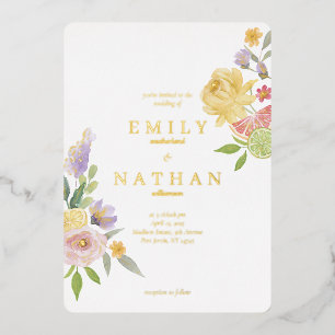 Invitation En Aluminium Cocktail Citrus Mariage Aquarelle Floral Paradise