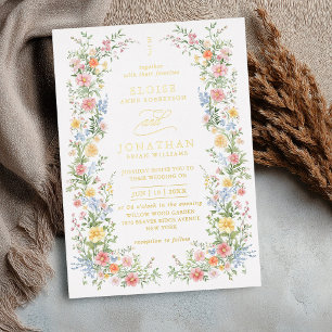 Invitation En Aluminium Code QR Mariage Floral Orné Pâques Pastel Doux