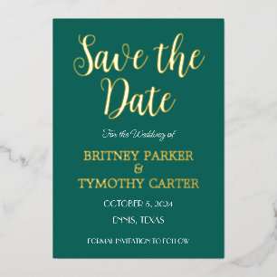 Invitation En Aluminium Code QR moderne Script photo Emerald Green Mariage