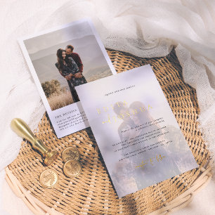 Invitation En Aluminium Code QR Shiny All In One Élégant 2 Photo Mariage