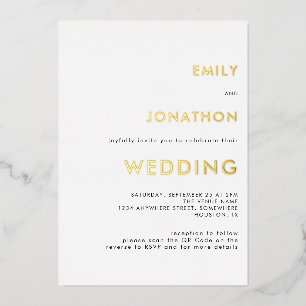 Invitation En Aluminium Code QR Texte Simple Mariage Or Blanc Réel