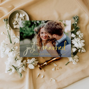Invitation En Aluminium Cœur   Annonce de mariage avec feuille d'or 'Just 