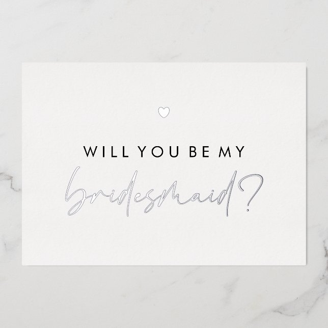 Invitation En Aluminium Coeur D'Argent Serez-Vous Ma Femme D'Accueil (Recto)